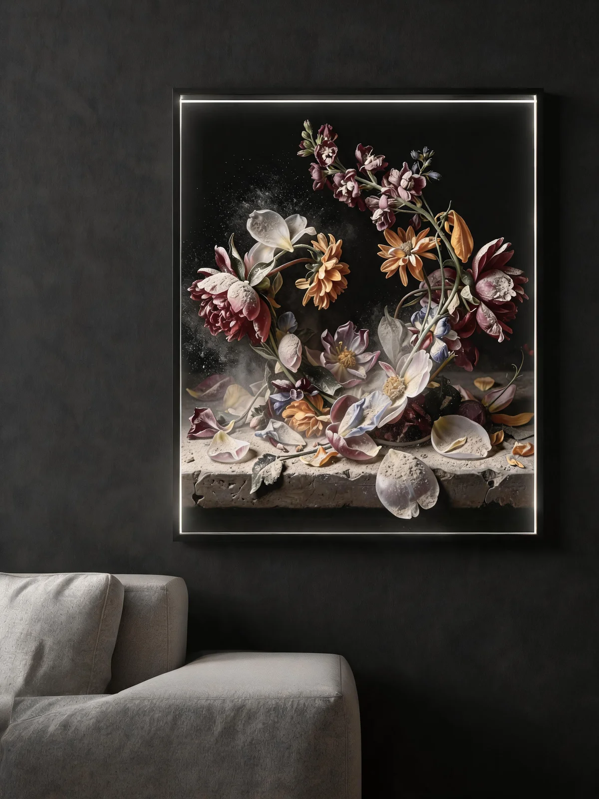 Nebula shown on a wall in a room