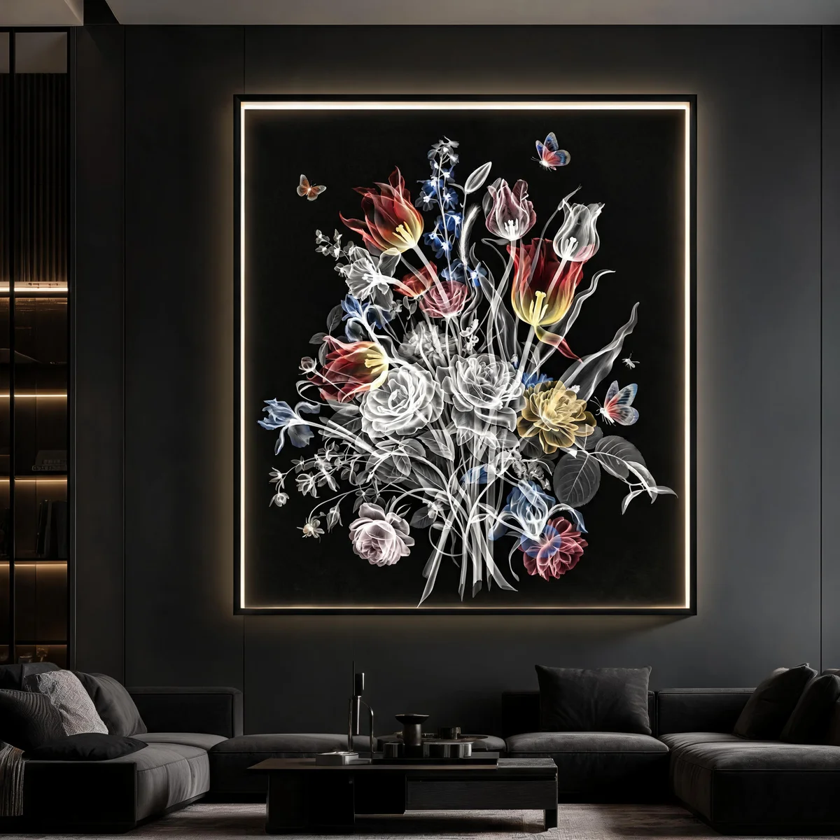 X-Ray Flora I as a lit lightbox in a room